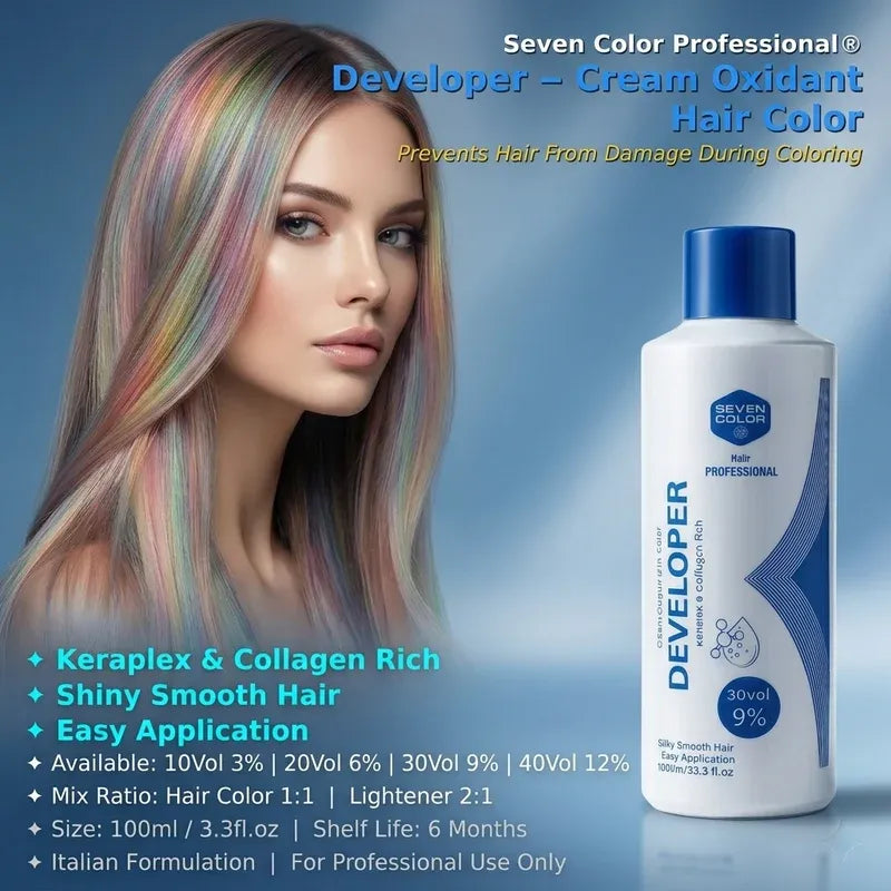 Seven Color Professional Hair Developer / Cream Oxidant (100ml) – With Keraplex &amp; Collagen Rich Formula
