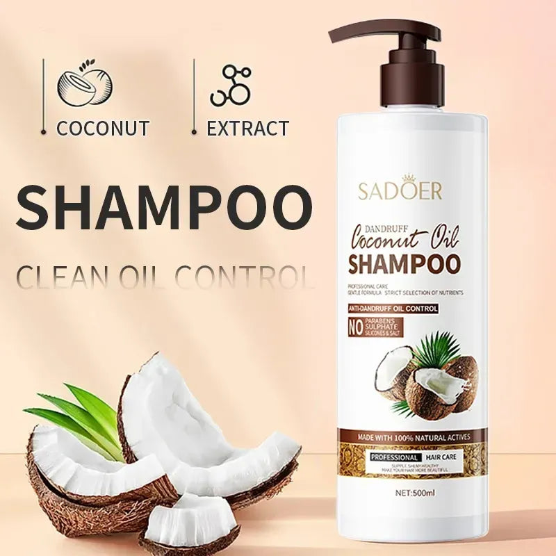 SADOER Coconut Oil Shampoo anti Dandruff Oil Controlling Moisturizing Smoothing Professional Hair Care Coconut Shampoo